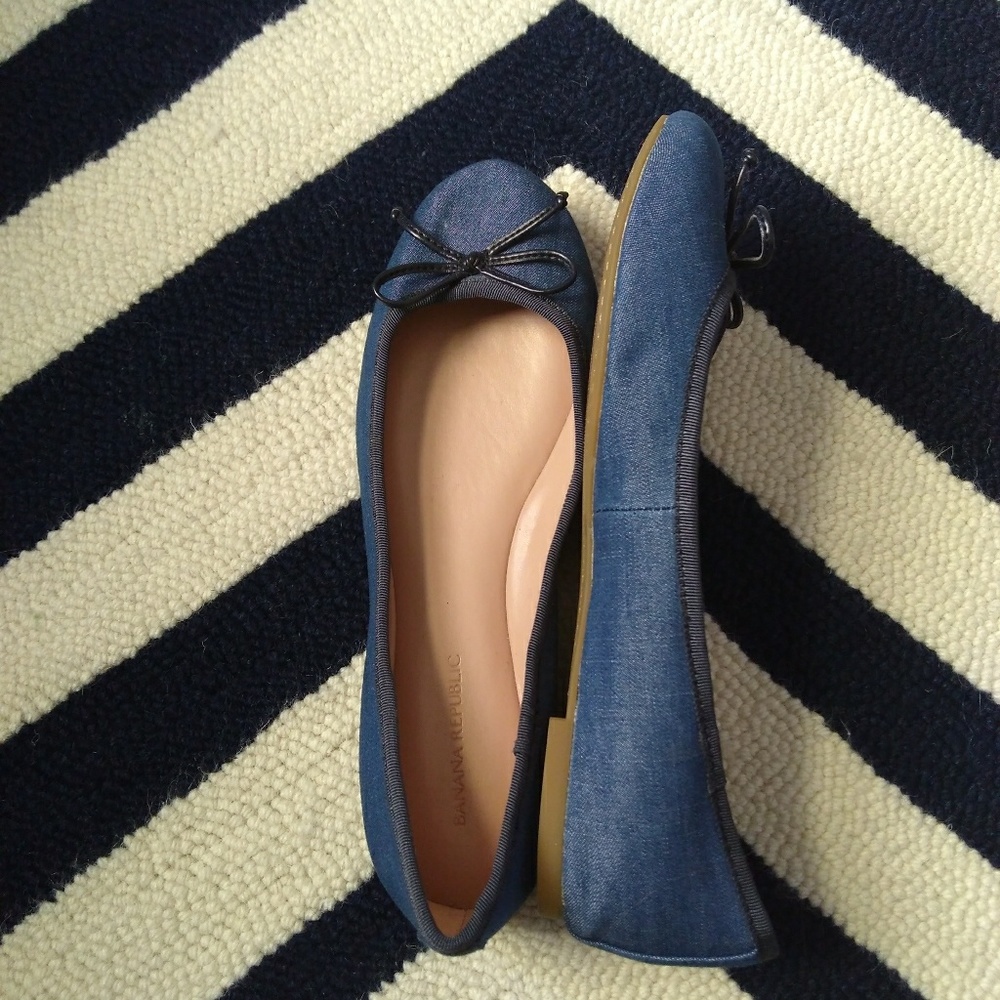 Banana Republic Denim Flats Bow Blue 8.5